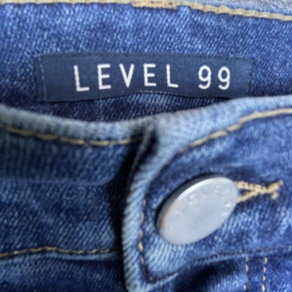 Level 99 Jeans Women 26 Straight Slim Thrashed Ripped Button Fly Anthropologie - Picture 3 of 7